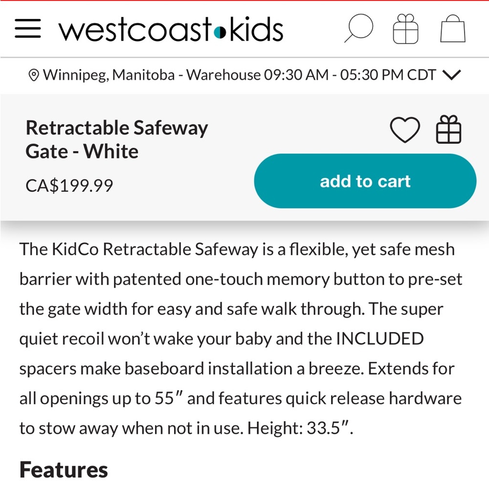 KidCo Retractable Safeway Gate - Picture 2 of 7